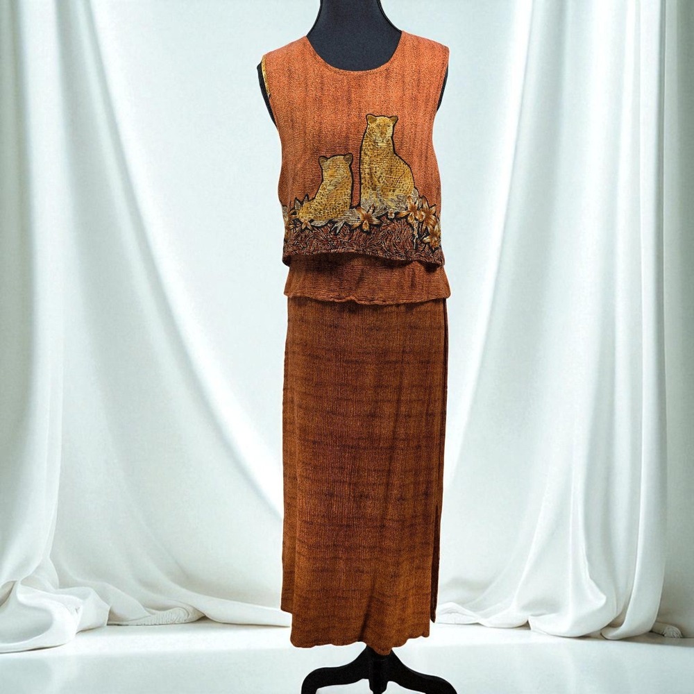 K Studio Dress Woman Vintage Size‎ 14 Rayon Sleeveless Animal Print Made in USA